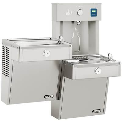 ezH2O Vandal-Resistant Bottle Filling Station & Bi-Level Cooler Non-Filtered Non-Refrigerated Stainless by Elkay