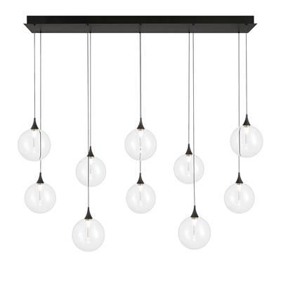 Iissa, Chandelier, 10-Light, 47'', Matte Black, Clear Glass
