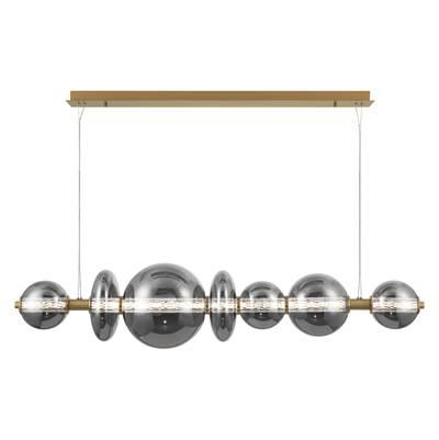 Atomo, Chandelier, 7-Light, 56'', Gold, Smoked Glass