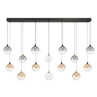 Iissa, Chandelier, 14-Light, 72'', Gold-Black Mix, Mixed Glass