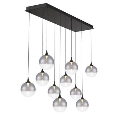 Iissa, Chandelier, 10-Light, 47'', Matte Black, Smoked Glass by Eurofase