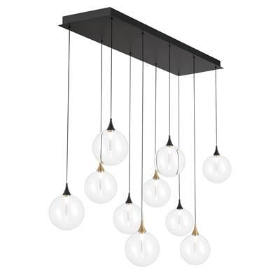 Iissa, Chandelier, 10-Light, 47'', Gold-Black Mix, Clear Glass by Eurofase