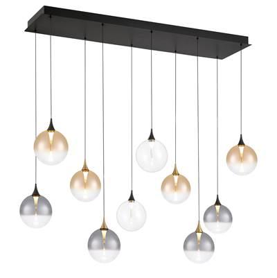 Iissa, Chandelier, 10-Light, 47'', Gold-Black Mix, Mixed Glass