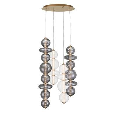 Atomo, Chandelier, 4-Light, 50'', Gold, Mixed Glass