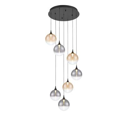 Iissa, Chandelier, 7-Light, 21'', Matte Black, Mixed Glass