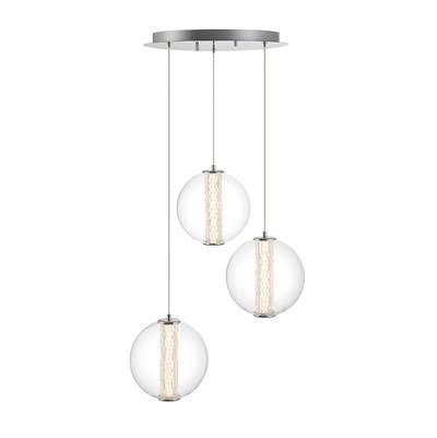 Atomo, Chandelier, 3-Light, 21'', Chrome, Clear Glass