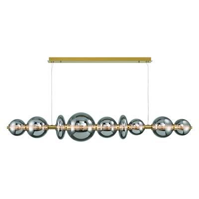 Atomo, Chandelier, 9-Light, 74'', Gold, Smoked Glass by Eurofase