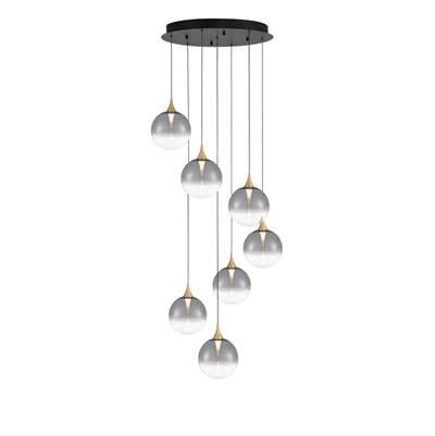 Iissa, Chandelier, 7-Light, 21'', Gold, Smoked Glass by Eurofase