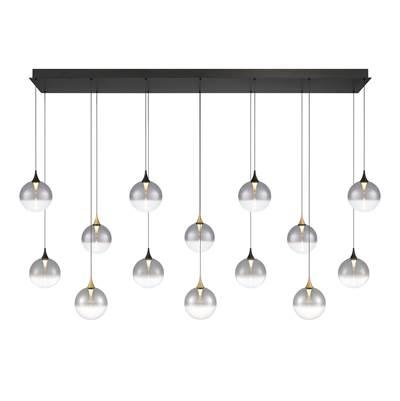 Iissa, Chandelier, 14-Light, 72'', Gold-Black Mix, Smoked Glass