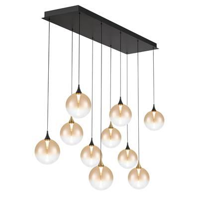 Iissa, Chandelier, 10-Light, 47'', Gold-Black Mix, Amber Glass