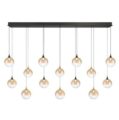 Iissa, Chandelier, 14-Light, 72'', Gold-Black Mix, Amber Glass