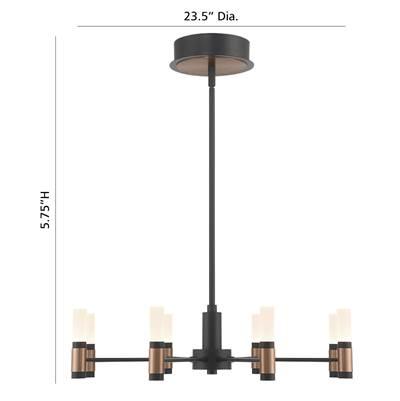 Albany, Chandelier, 8-Light, 24'', Brass-Black Mix, White Acrylic