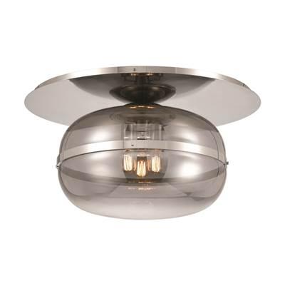 Nottingham, Flush Mount, 3-Light, 20'', Polished Nickel, Smoked Glass