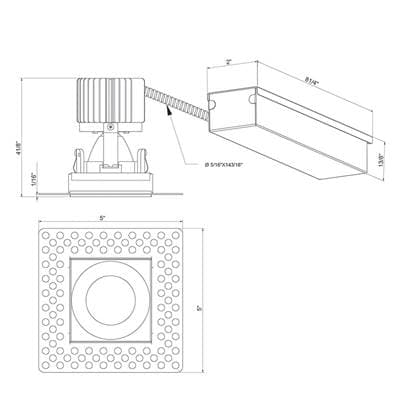 Eurofase Amigo 15W 1 Light Square Trimless Downlight 3500K - Black by Eurofase