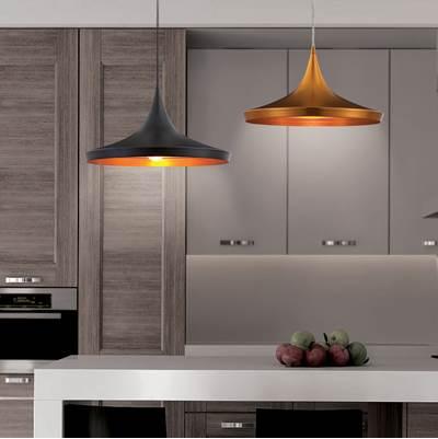 Ramos, Pendant, 14'', Matte Black, Gold-Black Mix Steel