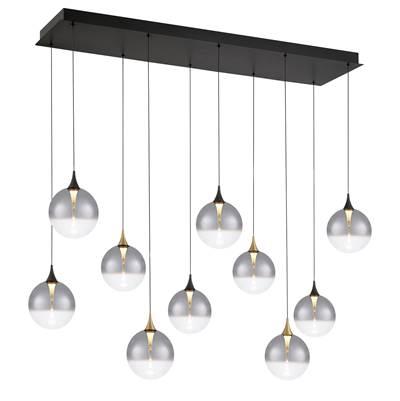 Iissa, Chandelier, 10-Light, 47'', Gold-Black Mix, Smoked Glass by Eurofase