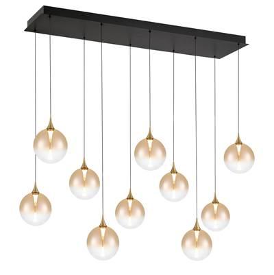 Iissa, Chandelier, 10-Light, 47'', Gold, Amber Glass