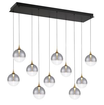 Iissa, Chandelier, 10-Light, 47'', Gold, Smoked Glass by Eurofase