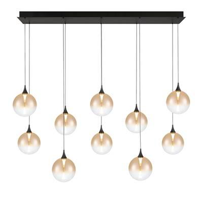 Iissa, Chandelier, 10-Light, 47'', Matte Black, Amber Glass