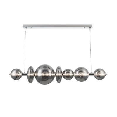 Atomo, Chandelier, 7-Light, 56'', Chrome, Smoked Glass by Eurofase