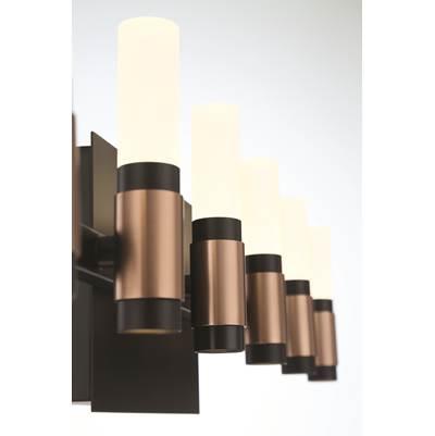 Albany, Vanity, 6Lt, 32'', Brass-Black Mix, White Acrylic