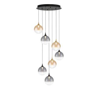 Iissa, Chandelier, 7-Light, 21'', Gold-Black Mix, Mixed Glass by Eurofase