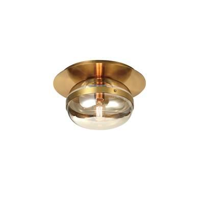 Nottingham, Flush Mount, 10'', Antique Brass, Amber Glass by Eurofase