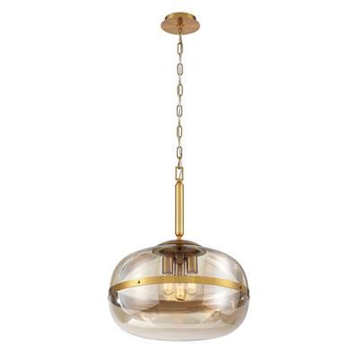 Nottingham, Pendant, 24'', Antique Brass, Amber Glass by Eurofase