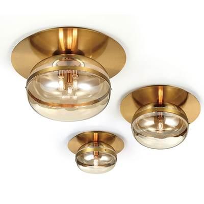 Nottingham, Flush Mount, 3-Light, 20'', Antique Brass, Amber Glass