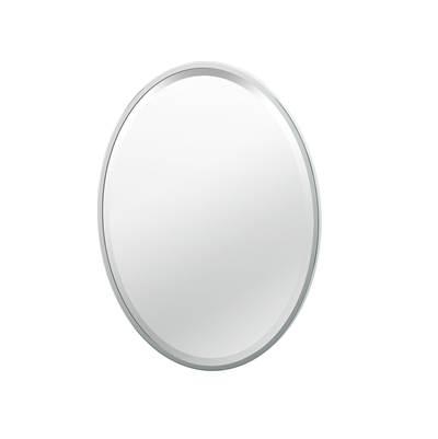 Flush Mount EZ Hanging 27.5''H Framed Oval Mirror, Chrome