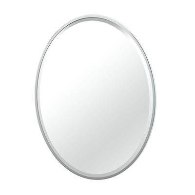 Flush Mount EZ Hanging 33''H Framed Oval Mirror, Satin Nickel