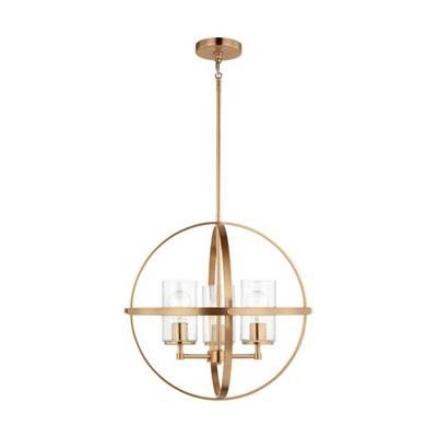 Alturas Three Light Chandelier Satin Brass Bulbs Inc by Generation Lighting