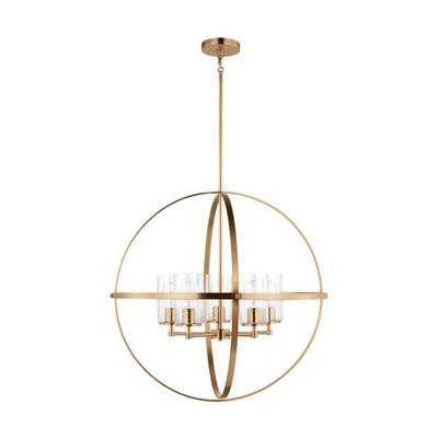 Alturas Five Light Chandelier Satin Brass by Generation Lighting