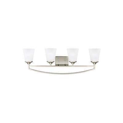 Hanford Four Light Wall/ Bath Brushed Nickel by Generation Lighting