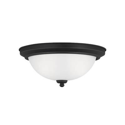 Geary Two Light Flush Mount White Satin Etched Glass Bulbs Included by Generation Lighting