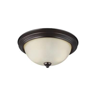 Geary Two Light Flush Mount Bronze Amber Bulbs Included