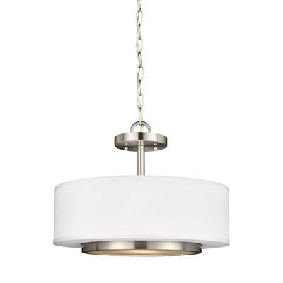 Nance Two Light Semi-Flush Convertible Pendant Brushed Nickel by Generation Lighting