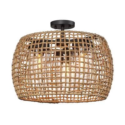 Golden Lighting Piper 3-light Outdoor Ceiling in Natural Black by Golden Lighting