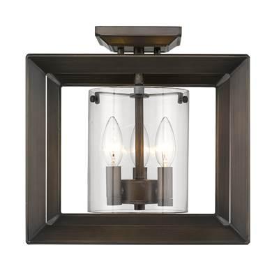 Golden Lighting Smyth 3-light Semi-Flush Mount in Gunmetal Bronze by Golden Lighting