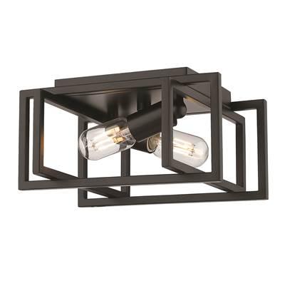 Golden Lighting Tribeca 2-light Flush Mount in Matte Black by Golden Lighting