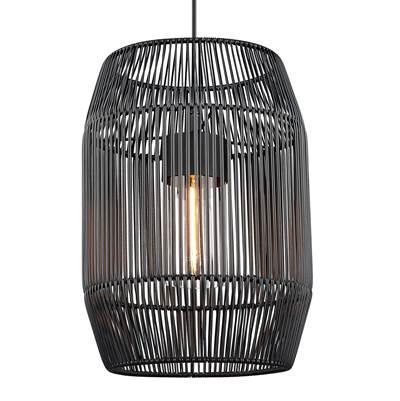 Golden Lighting Seabrooke 1-light Outdoor Pendant in Natural Black and Black Composite Wicker
