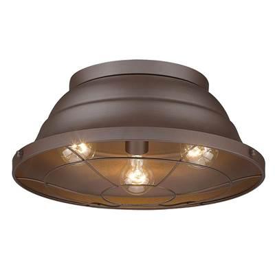 Golden Lighting Bartlett 3-light Outdoor Ceiling in Textured Bronze by Golden Lighting