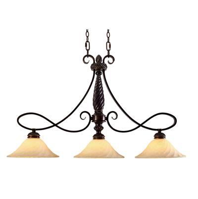 Wry Lighting Torbellino 3-light Island Light in Cordoban Bronze and Remolino Glass by Golden Lighting