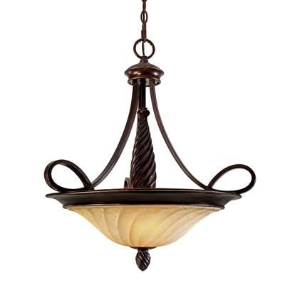Wry Lighting Torbellino 3-light Pendant in Cordoban Bronze and Remolino Glass by Golden Lighting