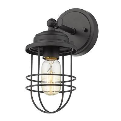 Golden Lighting Seaport 1-light Wall Sconce in Matte Black by Golden Lighting