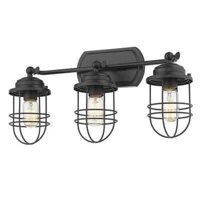 Golden Lighting Seaport 3-light Vanity in Matte Black