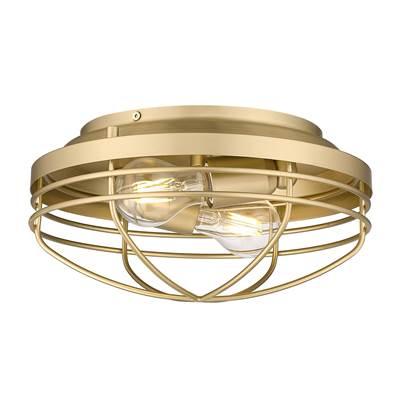 Golden Lighting Seaport 2-light Flush Mount in Brushed Champagne Brass