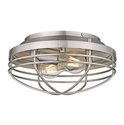 Golden Lighting Seaport 2-light Flush Mount in Pewter