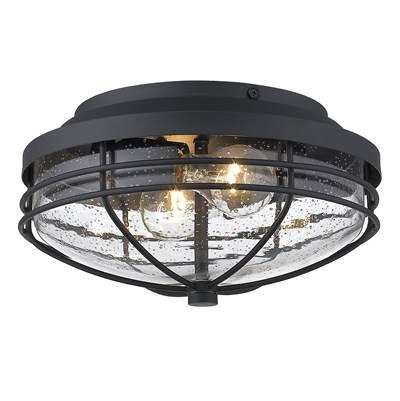 Golden Lighting Seaport 2-light Outdoor Ceiling in Natural Black