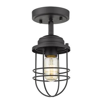 Golden Lighting Seaport 1-light Semi-Flush Mount in Matte Black